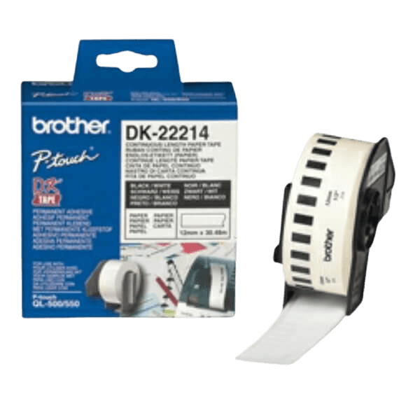 Brother DK22214 Vit 12mm x 30.48m tejp - Original
