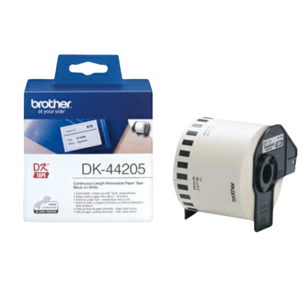 Brother DK44205 Svart text / Vit tejp 62 mm x 30 m tejp - Original