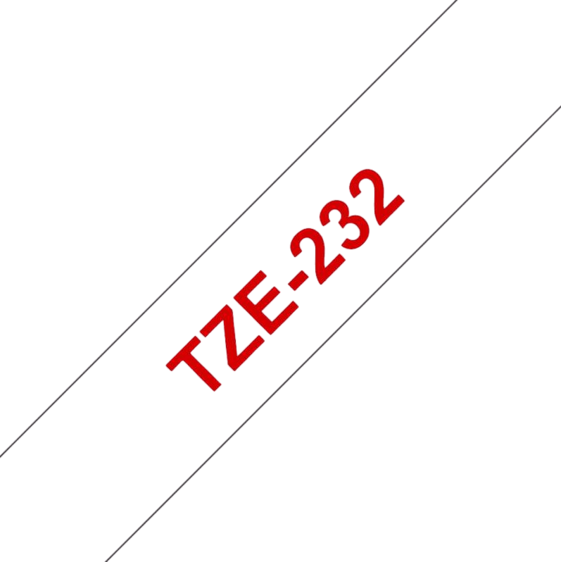 Brother TZe-232 Röd text / Vit tejp 12 mm x 8 m tejp - Kompatibel