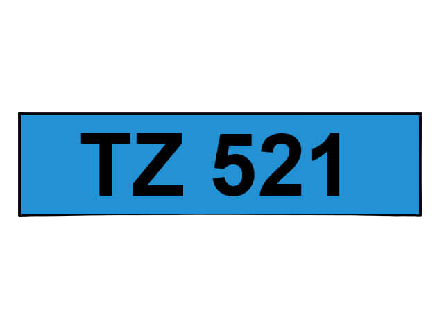 Brother TZe-521 Svart text / Blå tejp 9 mm x 8 m tejp - Kompatibel