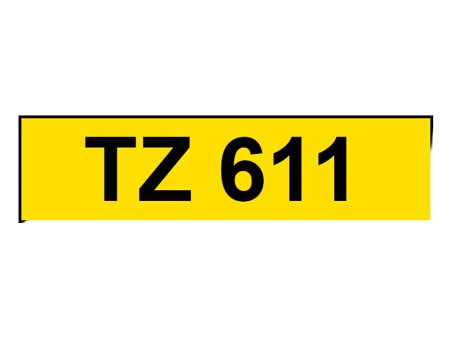 Brother TZe-611 Svart text / Gul tejp 6 mm x 8 m tejp - Kompatibel