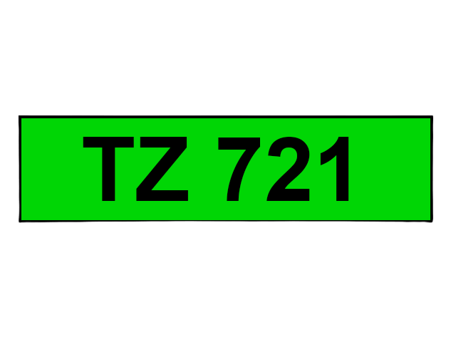 Brother TZe-721 Svart text / Grön tejp 9 mm x 8 m tejp - Kompatibel