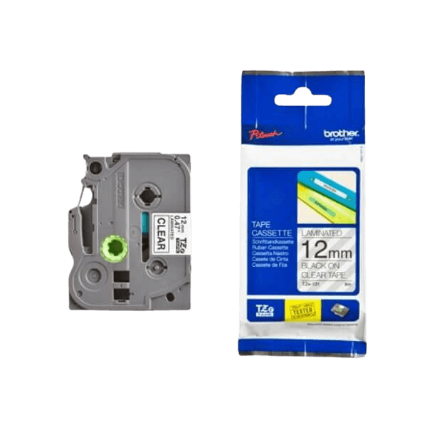 Brother TZe131 Svart text / Genomskinlig tejp 12 mm x 8 m tejp - Original
