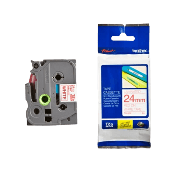 Brother TZe252 Röd text / Vit tejp 24 mm x 8 m tejp - Original