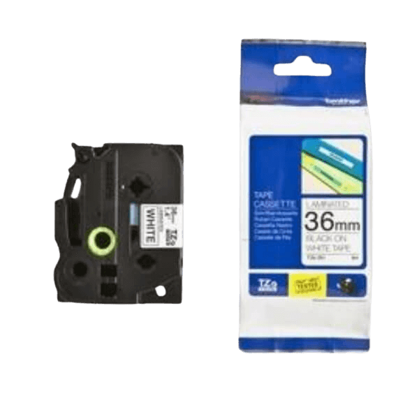 Brother TZe261 Svart text / Vit tejp 36 mm x 8 m tejp - Original