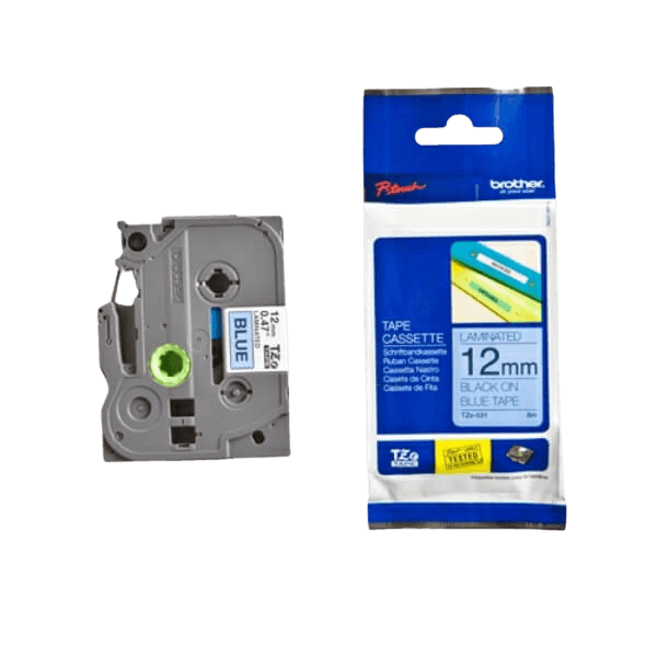 Brother TZe531 Svart text / Blå tejp 12 mm x 8 m tejp - Original