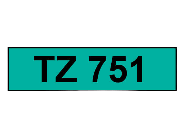 Brother TZe751 Svart text / Grön tejp 24 mm x 8 m tejp - Kompatibel