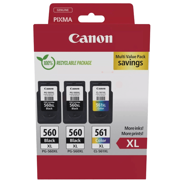 Canon 2x PG-560XL + CL-561XL / 3712C009 CMYK XL rabattpaket - Original