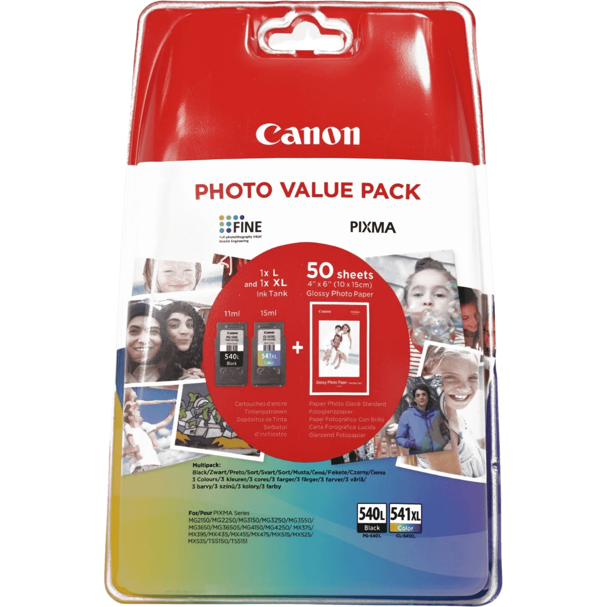 Canon PG-540L + CL-541XL + PAPIR / 5224B007 CMYK XL rabattpaket - Original