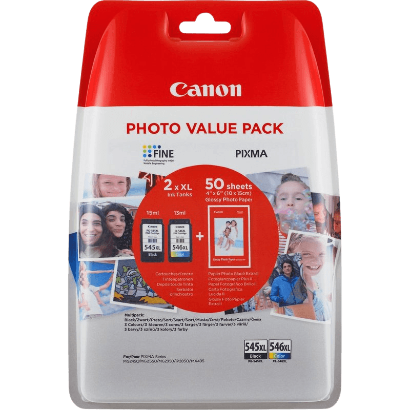 Canon PG-545XL + CL-546XL + PAPIR / 8286B006 CMYK XL rabattpaket - Original