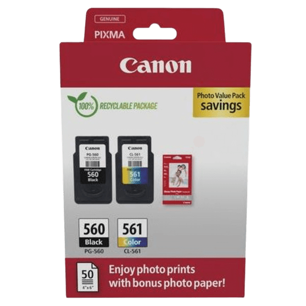 Canon PG-560 + CL-561 + Papir / 3713C008 CMYK rabattpaket - Original