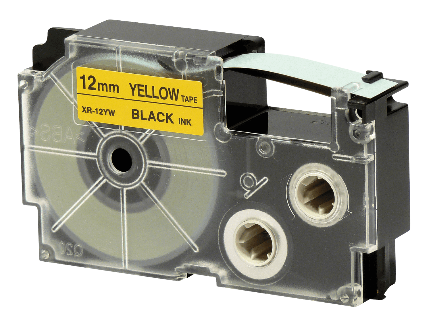 Casio XR-12YW Svart text / Gul tejp 12 mm x 8 m tejp - Kompatibel