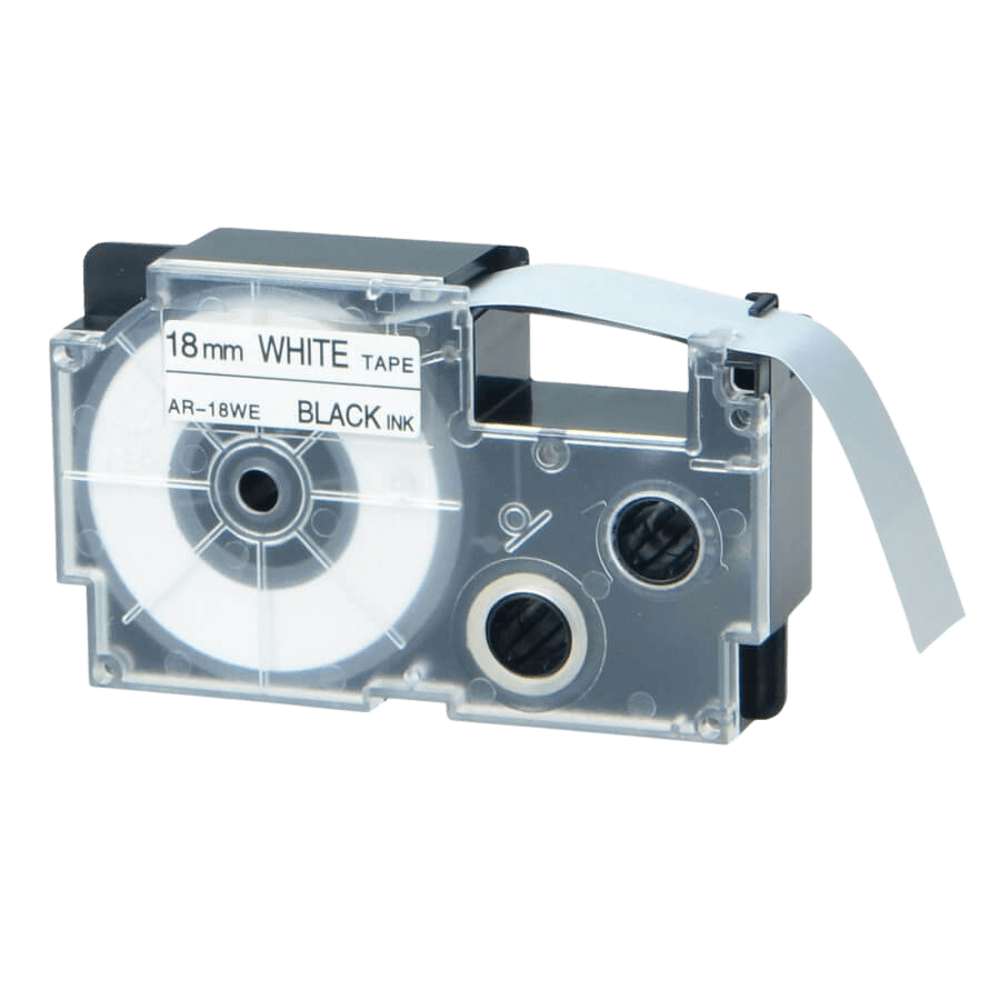 Casio XR-18WE 1 Svart text / Vit tejp 18 mm x 8 m tejp - Kompatibel