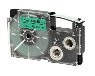 Casio XR-9GN Svart text / Grön tejp 9 mm x 8 m tejp - Kompatibel