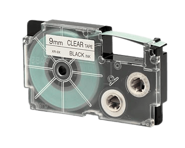 Casio XR-9X Svart text / Genomskinlig tejp 9 mm x 8 m tejp - Kompatibel