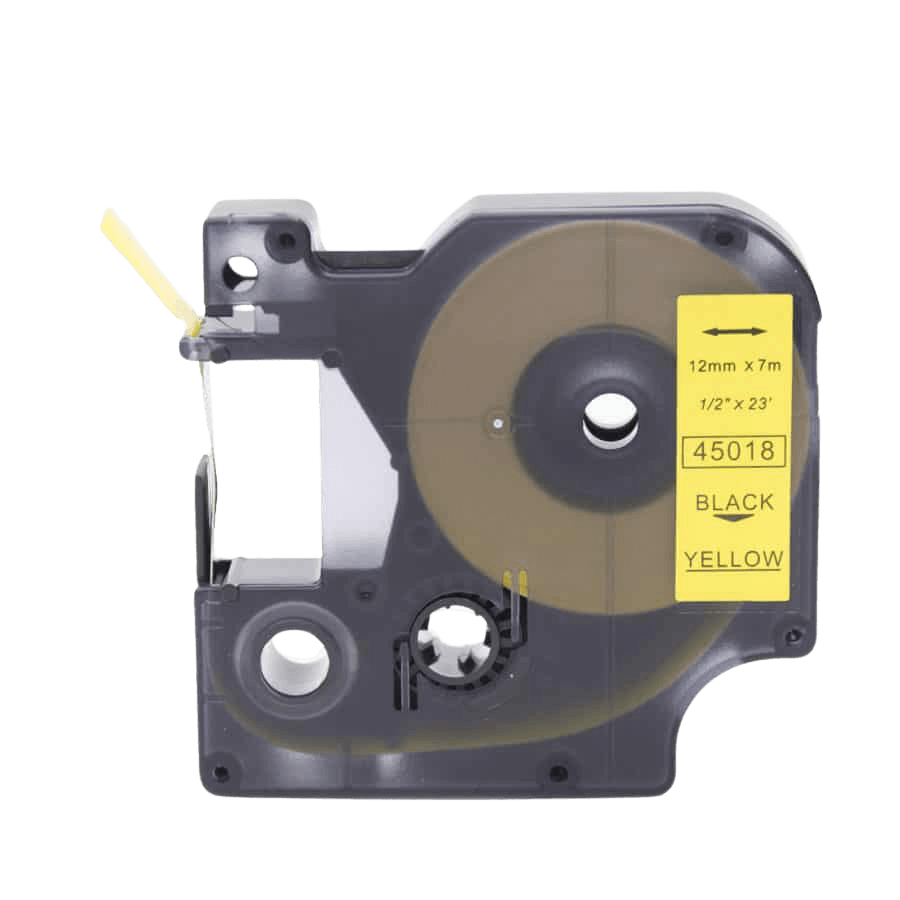 Dymo D1 45018 / S0720580 Svart text / Gul tejp 12 mm x 7 m tejp - Kompatibel