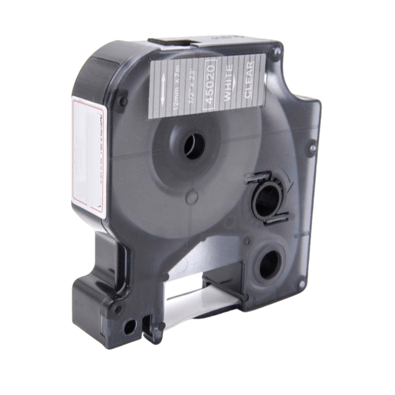 Dymo S0720600 / 45020 Vit text / Genomskinlig tejp 12 mm x 7 m tejp - Kompatibel