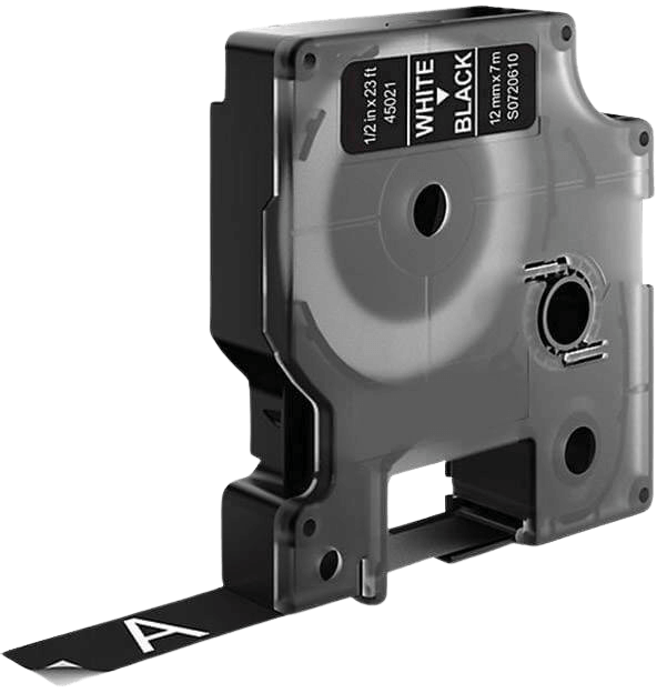 Dymo S0720610 / 45021 Vit text / Svart tejp 12 mm x 7 m tejp - Kompatibel