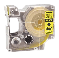 Dymo S0720880 / 45808 Svart text / Gul tejp 19 mm x 7 m tejp - Kompatibel