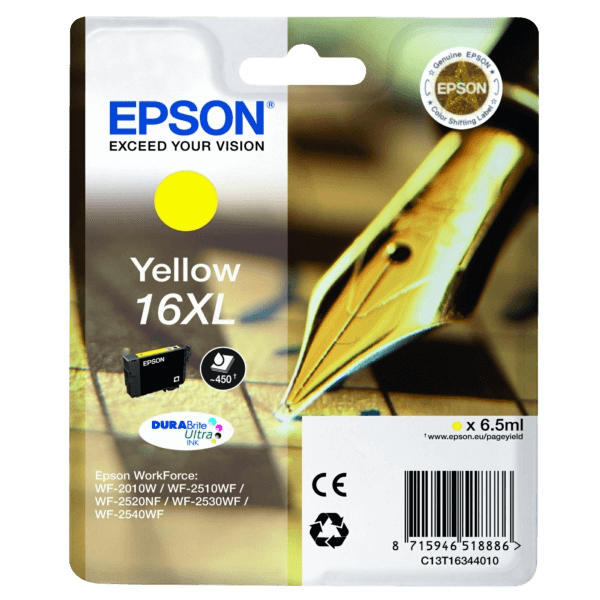 Epson 16 / C13T16344012 gul XL bläckpatron - Original