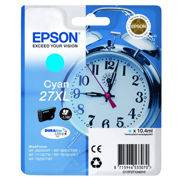 Epson 27 / C13T27124012 cyan XL bläckpatron - Original