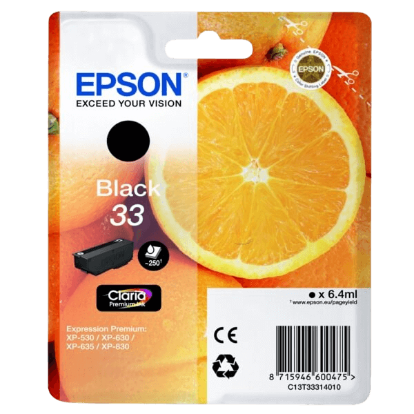 Epson 33 / C13T33314012 svart bläckpatron - Original
