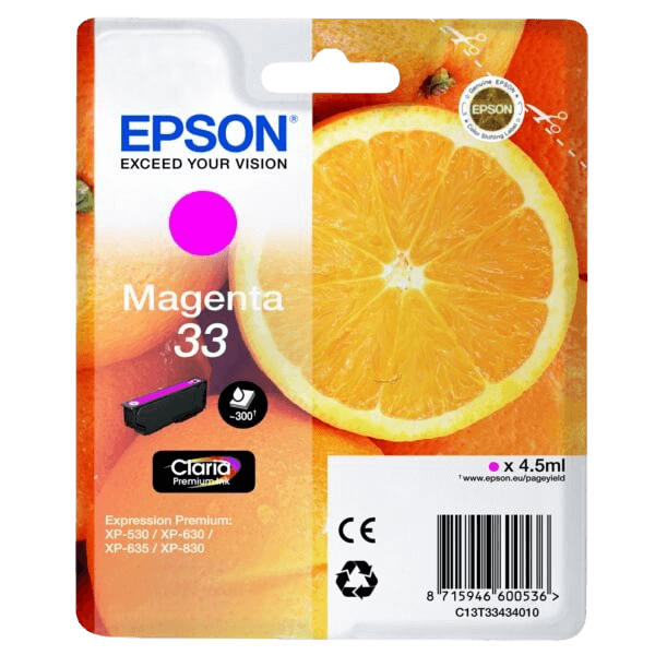 Epson 33 / C13T33434012 magenta bläckpatron - Original