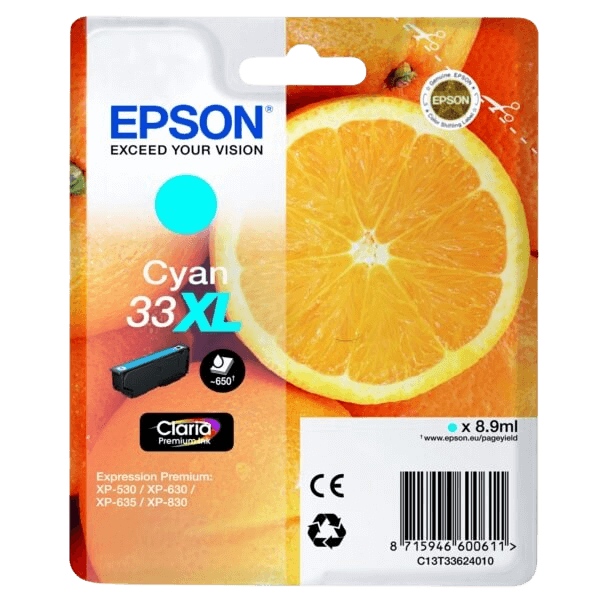 Epson 33 / C13T33624012 cyan XL bläckpatron - Original