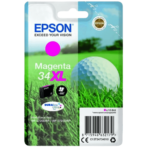 Epson 34 / C13T34734010 magenta XL bläckpatron - Original