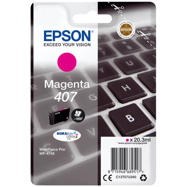 Epson 407 / C13T07U340 magenta bläckpatron - Original