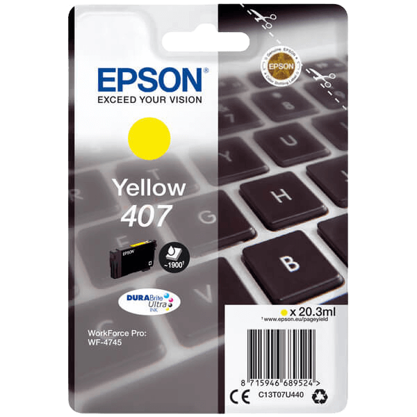 Epson 407 / C13T07U440 gul bläckpatron - Original