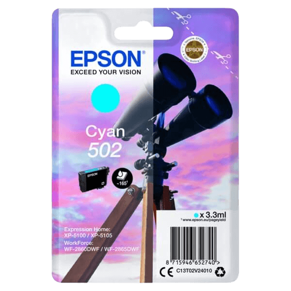 Epson 502C / C13T02V24010 cyan bläckpatron - Original