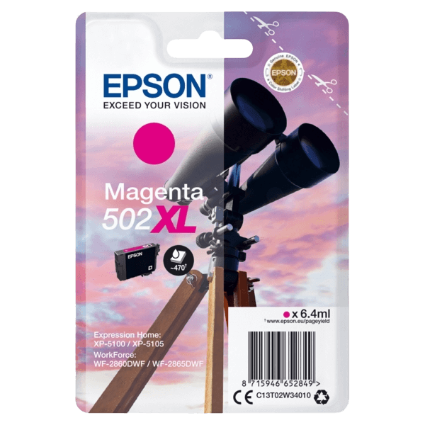Epson 502XLM / C13T02W34010 magenta XL bläckpatron - Original