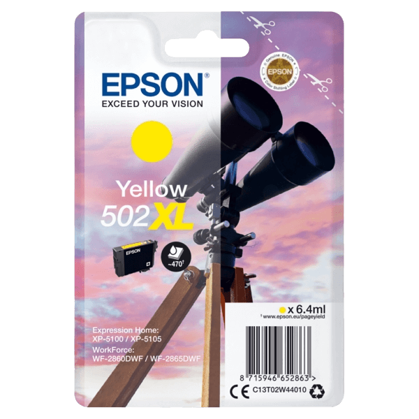Epson 502XLY / C13T02W44010 gul XL bläckpatron - Original