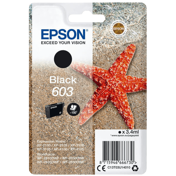 Epson 603 / C13T03U14010 svart bläckpatron - Original
