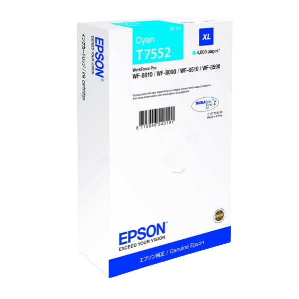 Epson T7552 / C13T755240 cyan XL bläckpatron - Original