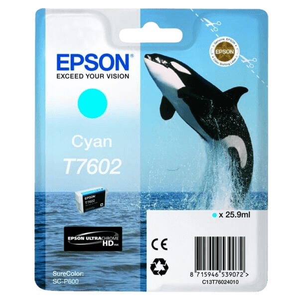 Epson T7602 / C13T76024010 cyan bläckpatron - Original