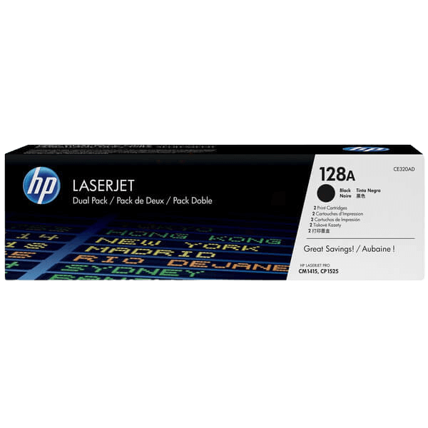 HP 128A / CE320AD svart twin pack toner - Original
