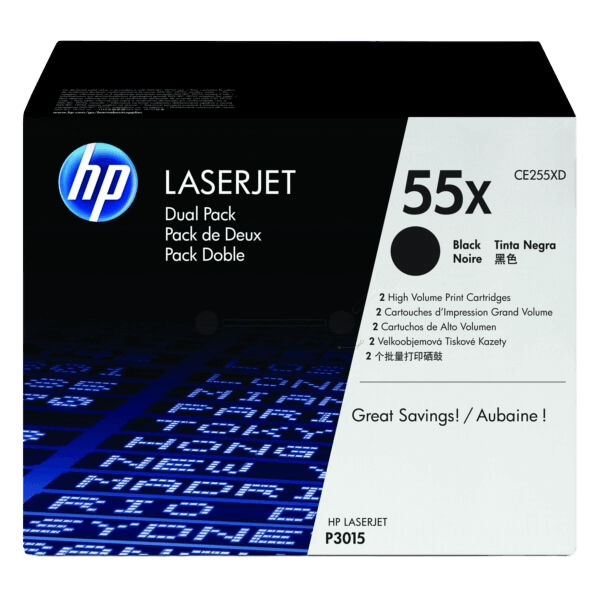 HP 55X / CE255XD svart twin pack toner - Original