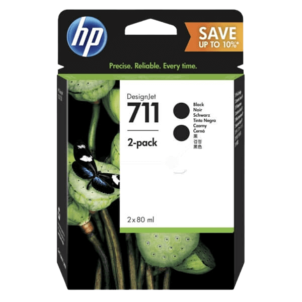HP 711 / P2V31A svart XL twin pack bläckpatron - Original