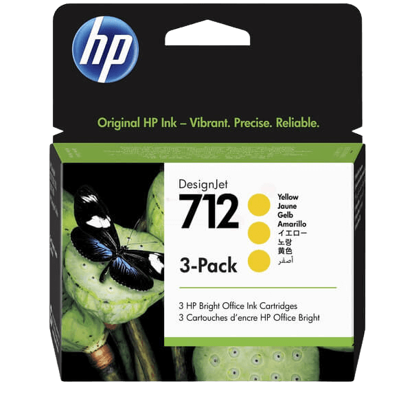HP 712 / 3ED79A gul Triple pack bläckpatron - Original