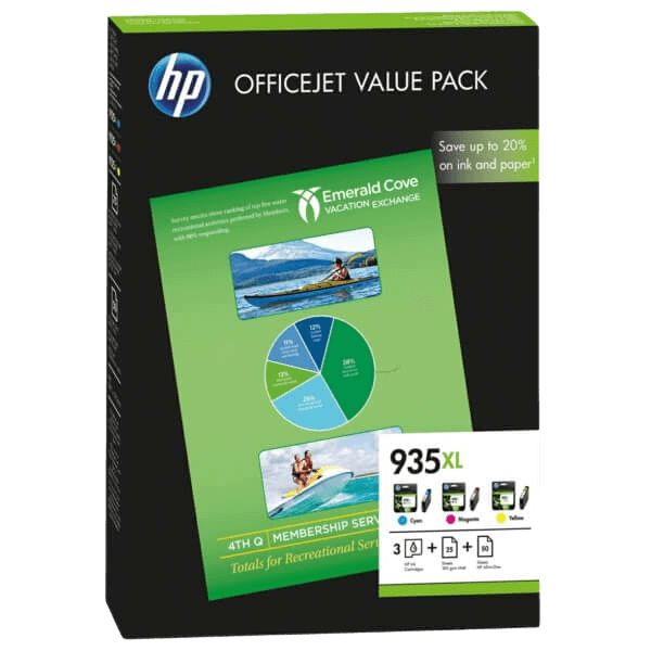 HP 935XL + Papir / F6U78AE CMYK XL rabattpaket - Original